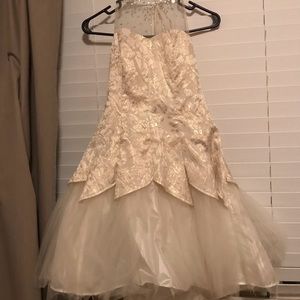 Worn once white tutu skirt dress with gems on neck
